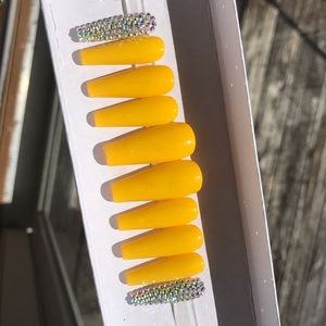 Yellow Long Coffin Press-on Nails